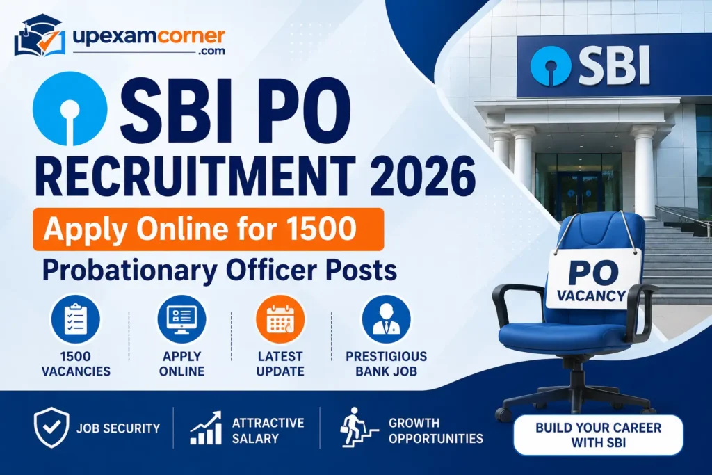 SBI PO Recruitment 2026 notification for 1500 Probationary Officer posts, apply online, eligibility, vacancy details and latest SBI bank job update