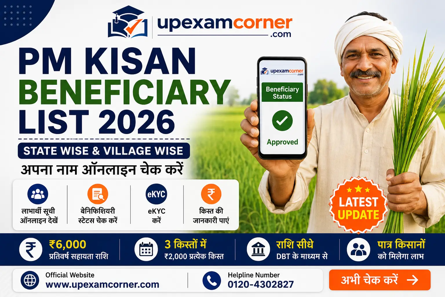 PM Kisan Beneficiary List 2026 State Wise Village Wise Name Check Online