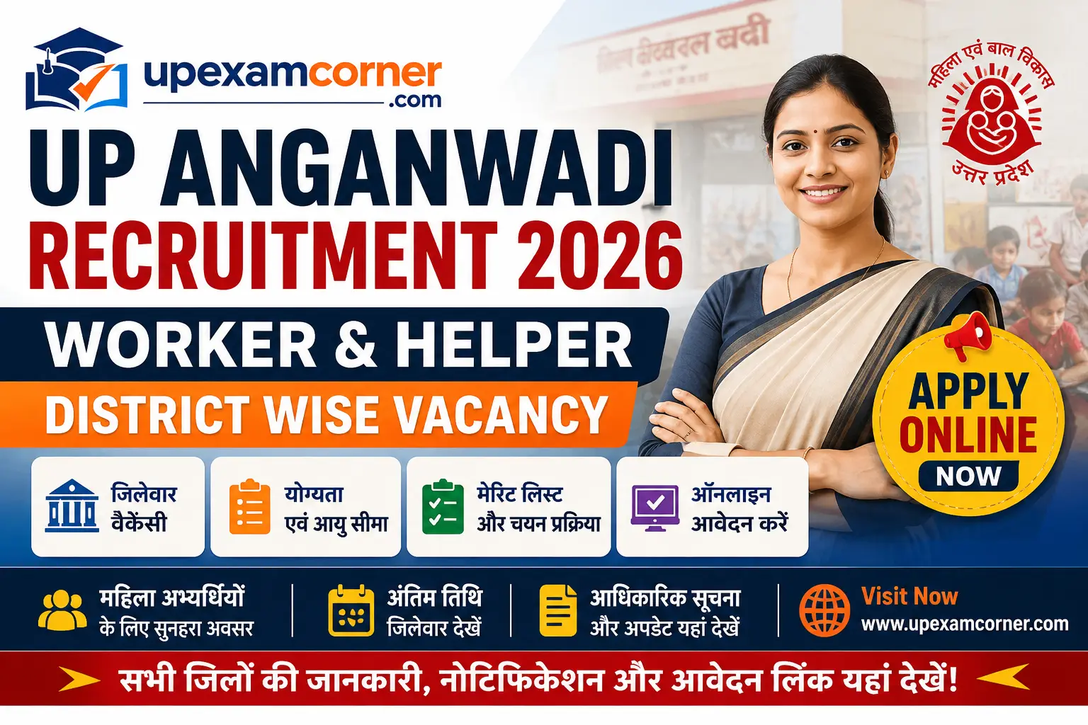 UP Anganwadi Recruitment 2026 Worker and Helper Vacancy