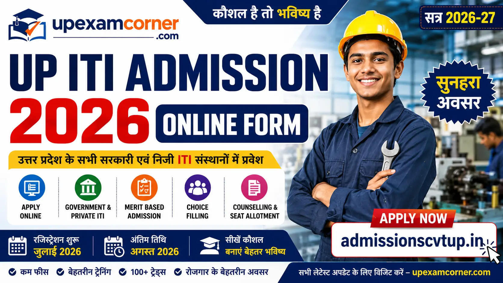 UP ITI Admission Online Form 2026 Apply Online Government Private ITI
