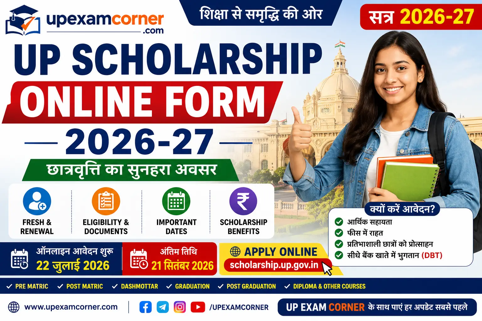 UP Scholarship Online Form 2026-27 Fresh Renewal Apply Online