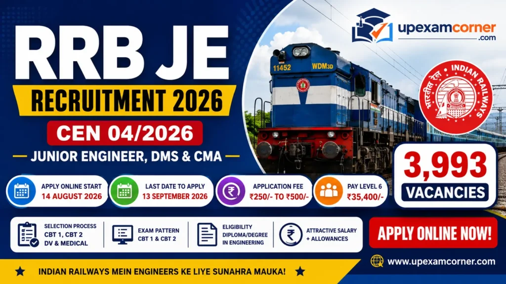 RRB JE Recruitment 2026 CEN 04/2026 – 3993 Vacancies